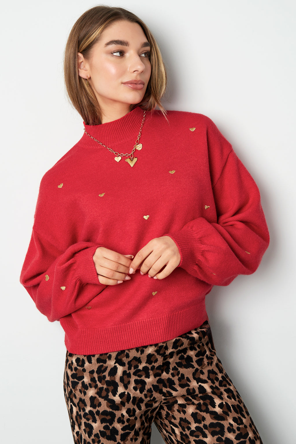 Acryl Gebreide Trui Casual Hart Patroon Herfst/Winter