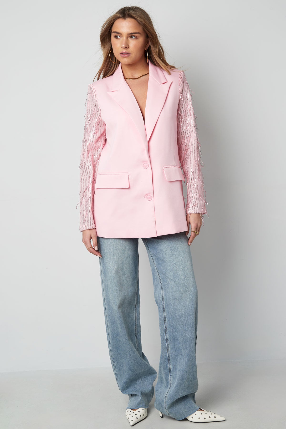 Polyester Vrouwen Jas Met Fransjes Mouw Ontwerp