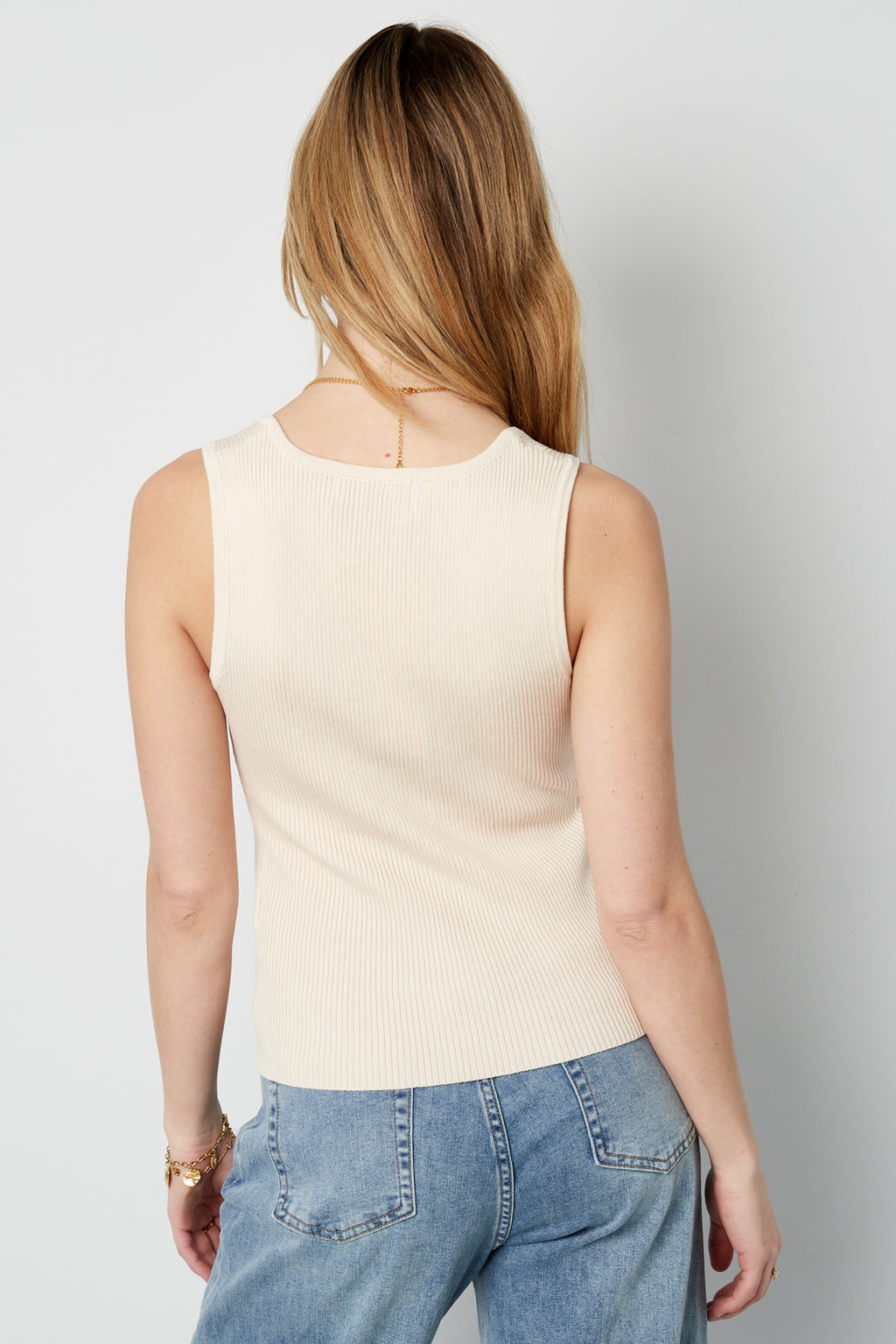 Viscose Vrouwen Mouwloze Top Ribbeltricot Knopvoorkant