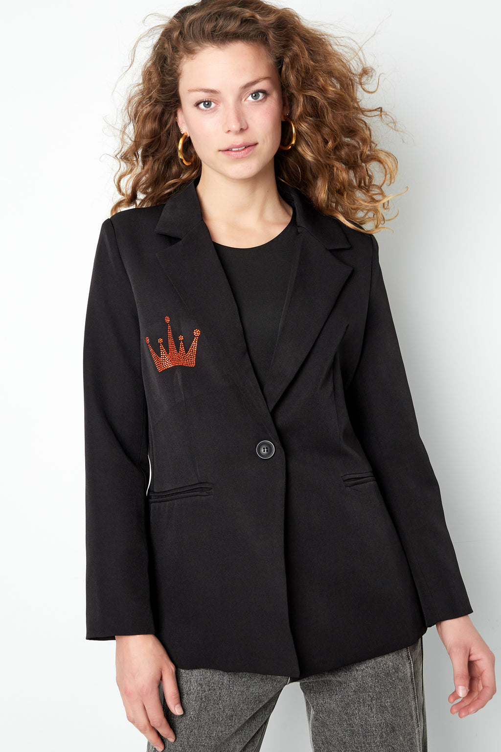 Polyester Vrouwen Suit Jas Kroon Borduurwerk