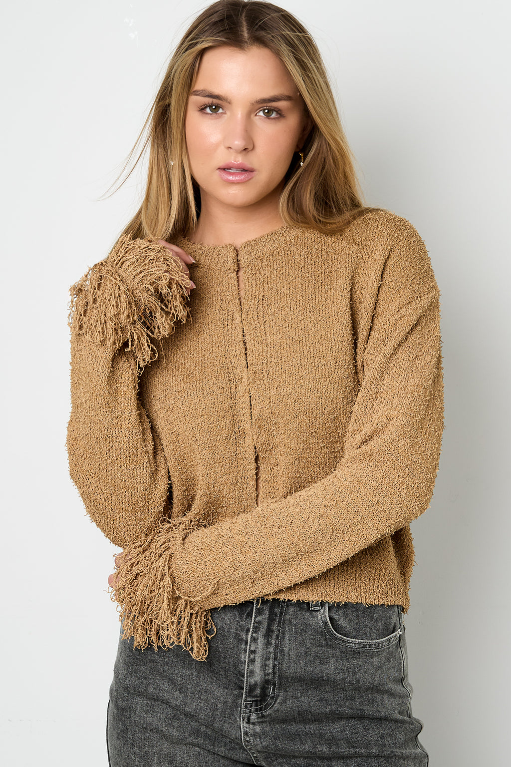 Gebreide Polyestervezel Vrouwen Cardigan Casual Solide Kleur Herfst/Winter