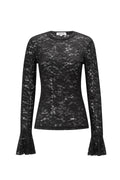 Geweven Polyester Lange Mouwen Tops Elegante Kanten Panel
