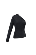 Geweven Polyestervezel Vrouwen Lange Mouw Top Sexy Solide Kleur