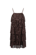 Geweven Polyestervezel Vrouwen Mini Jurk Elegante Pailletten