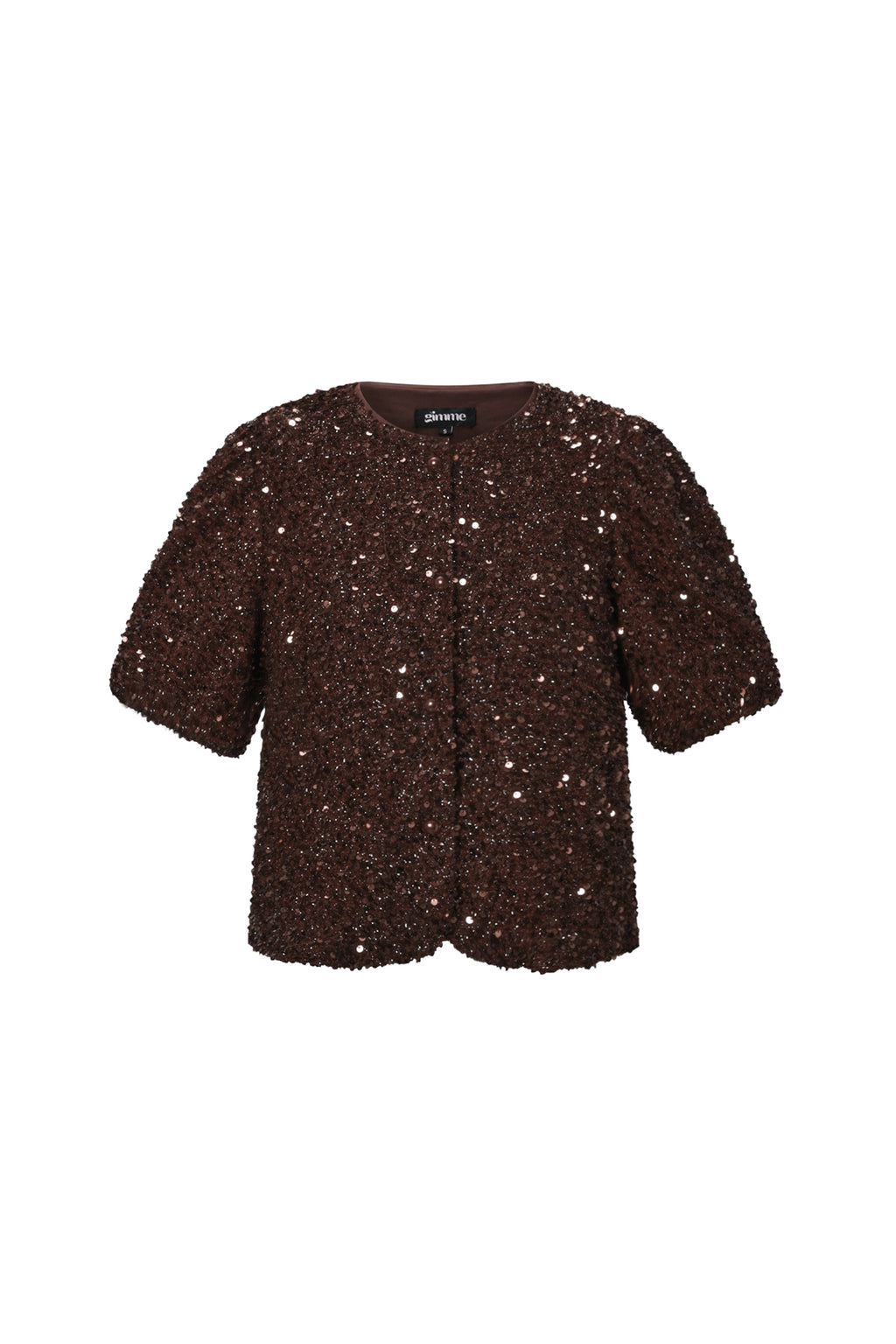 Woven Polyester Fiber Vrouwen Korte Mouwen Tops Elegant Sequins