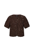 Woven Polyester Fiber Vrouwen Korte Mouwen Tops Elegant Sequins