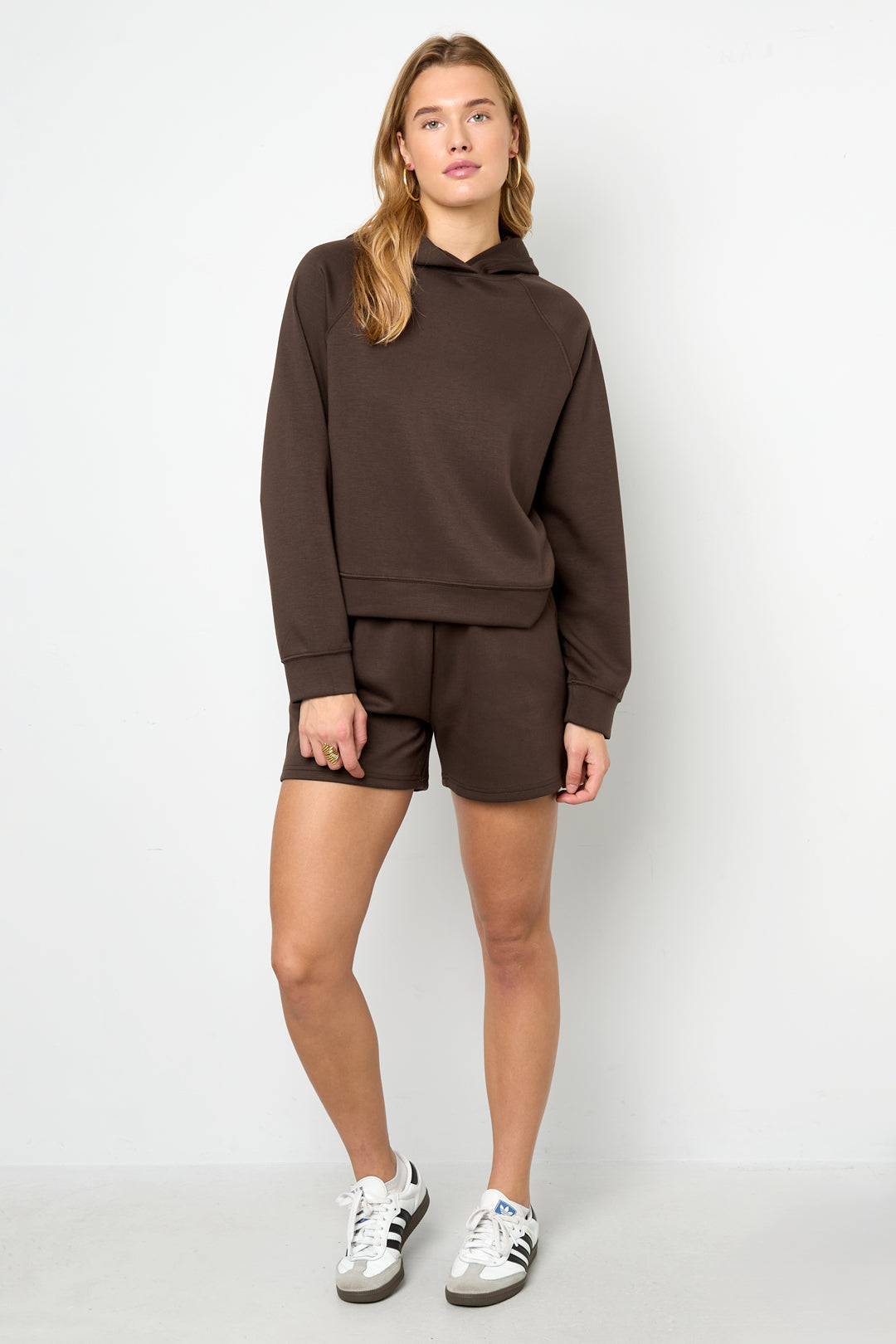 Gebreide Polyestervezel Vrouwen Hoodie Sportief Eenvoudige Kleur