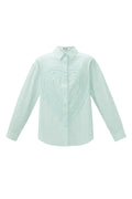 Cotton Woven Vrouwen Overhemd Casual Stripes Hart Ruffle Detail