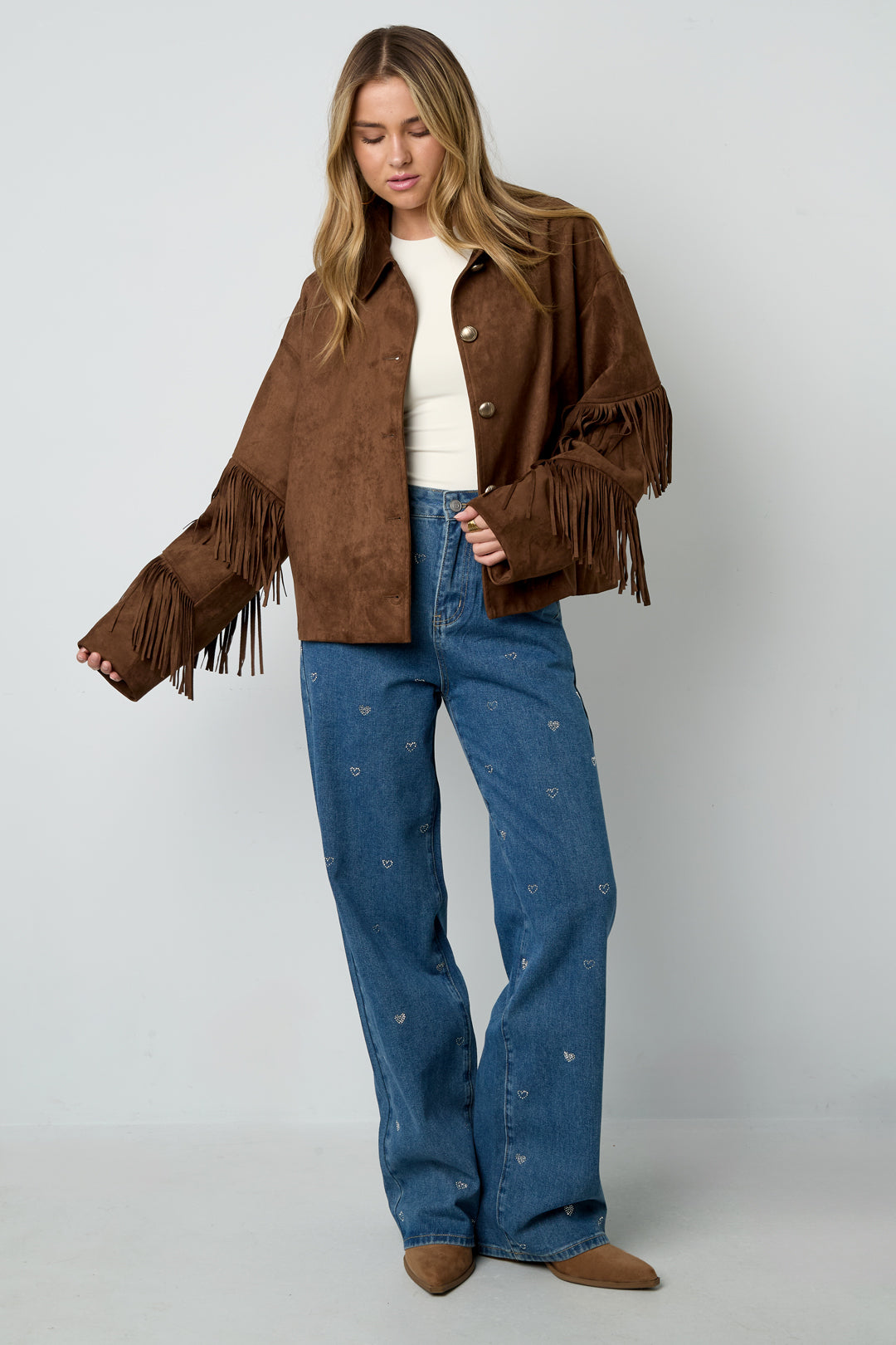 Geweven Polyestervezel Vrouwen Blouse Casual Solide Kleur Herfst/Winter Fransen Detail