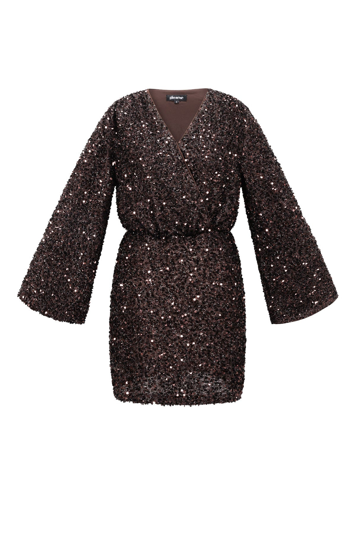 Geweven Polyestervezel Vrouwen Mini Jurk Elegante Pailletten Herfst/Winter
