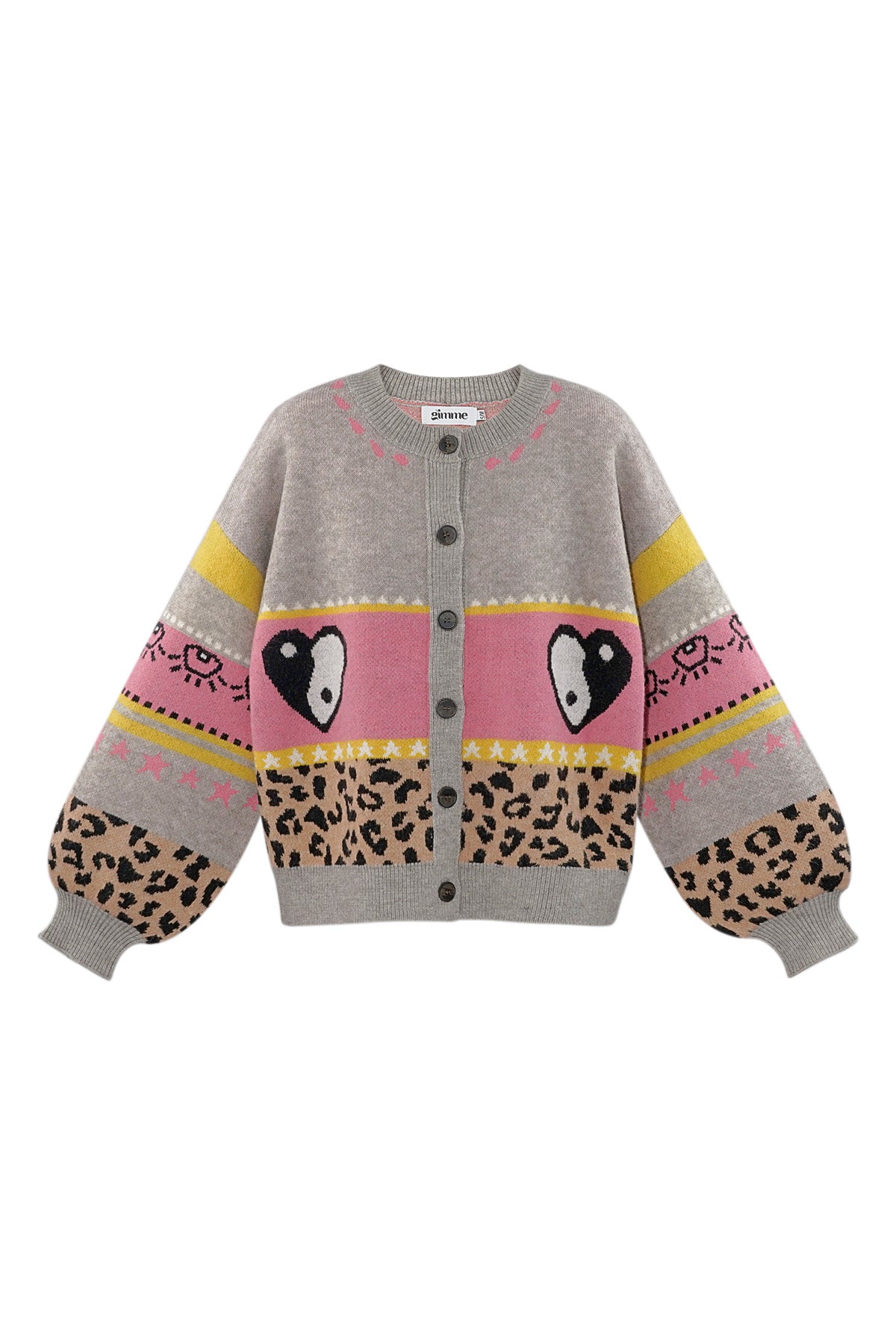 Gebreide Wolmix Vrouwen Cardigan Oversized Gepatroneerd Ontwerp