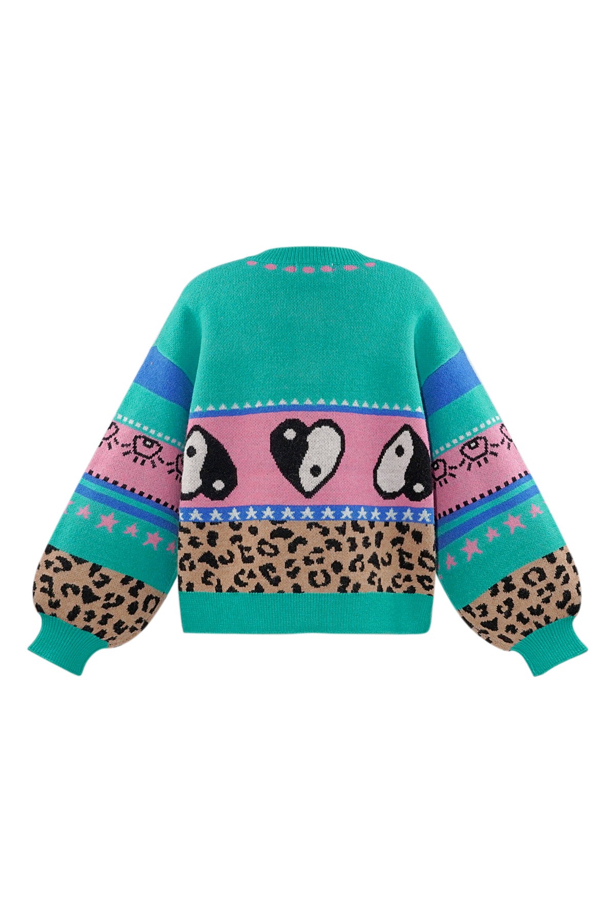 Gebreide Wolmix Vrouwen Cardigan Oversized Gepatroneerd Ontwerp