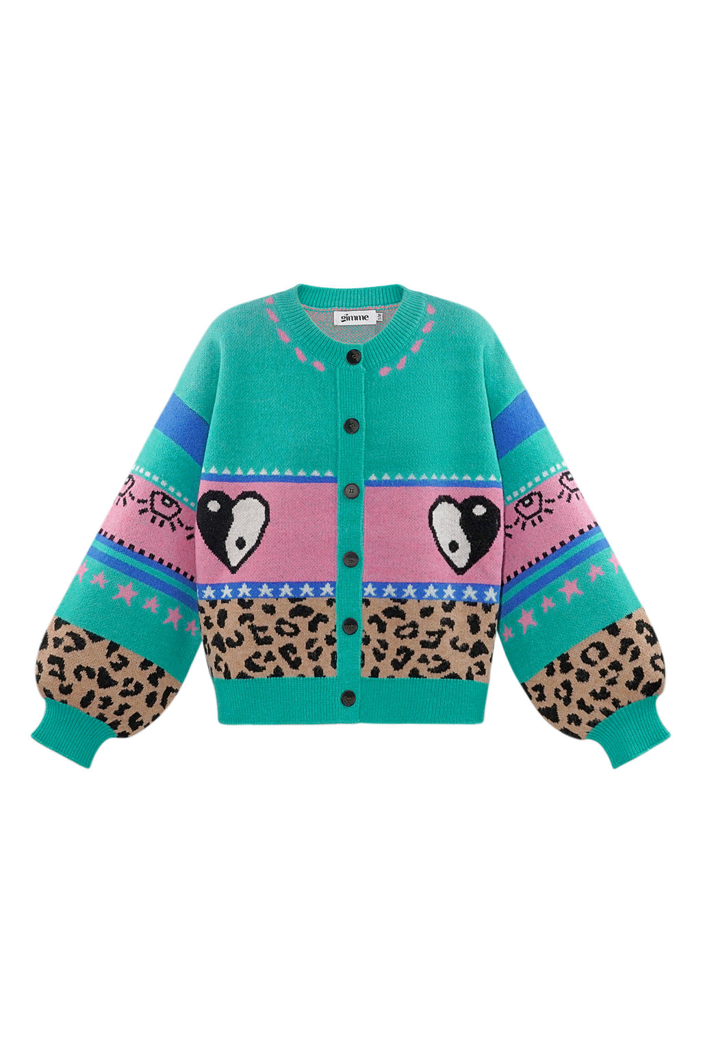 Gebreide Wolmix Vrouwen Cardigan Oversized Gepatroneerd Ontwerp