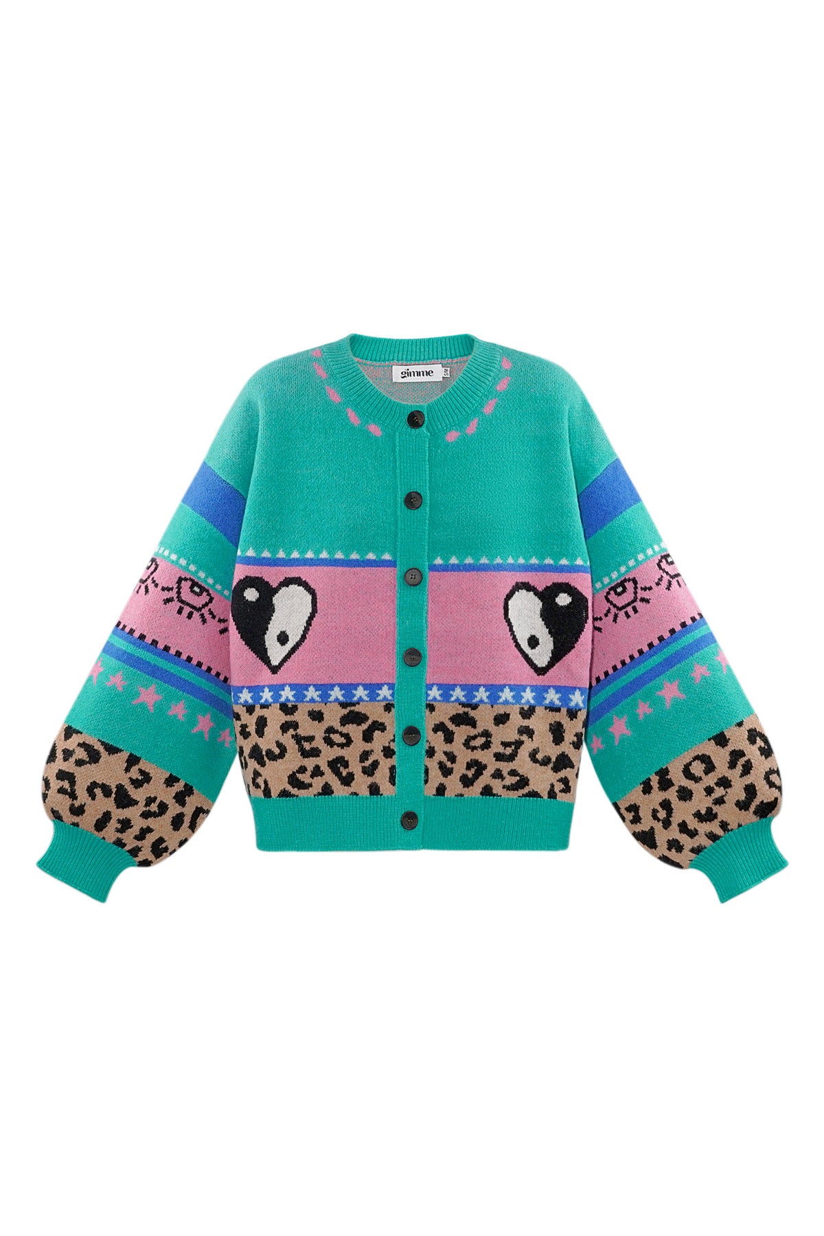 Gebreide Wolmix Vrouwen Cardigan Oversized Gepatroneerd Ontwerp