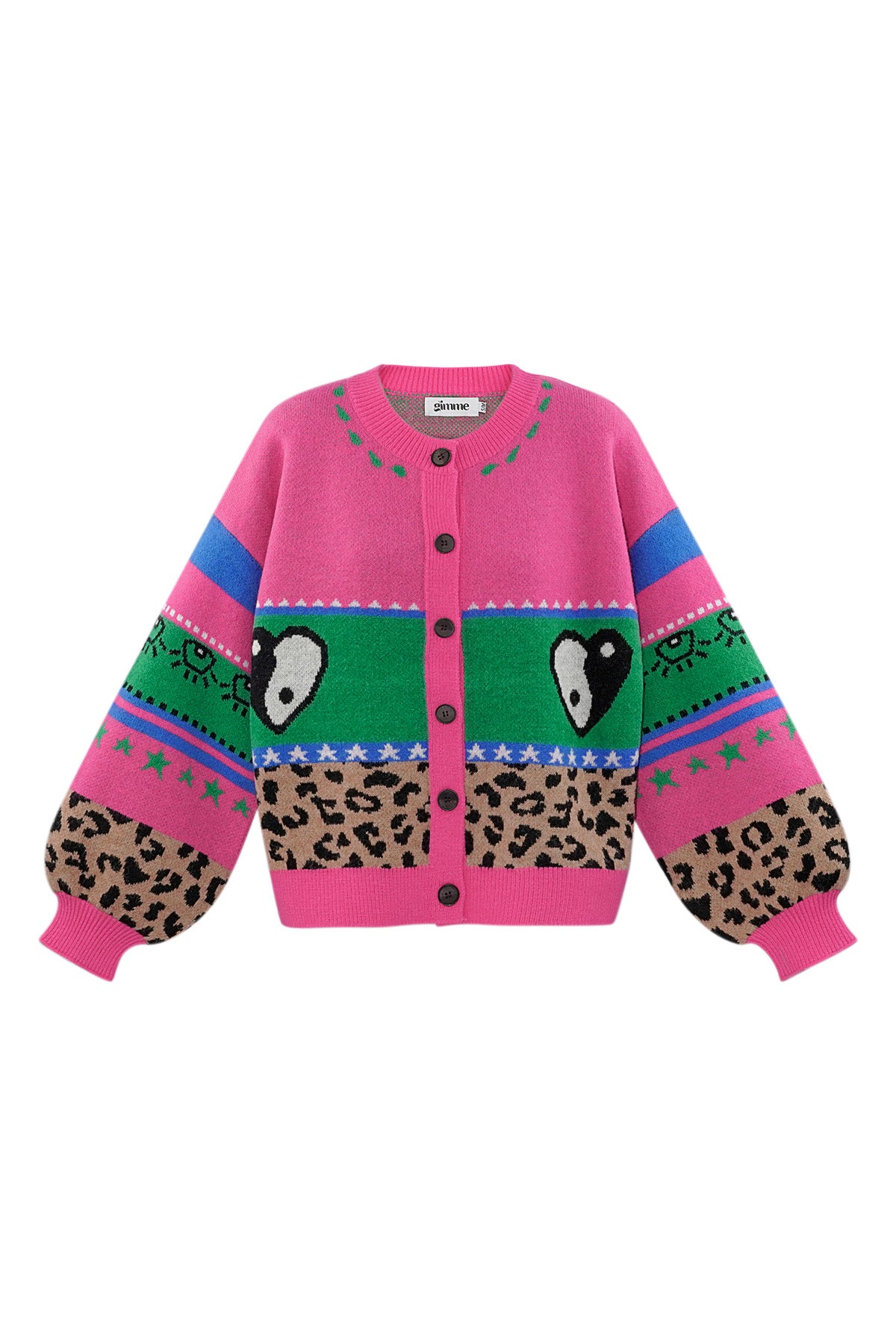 Gebreide Wolmix Vrouwen Cardigan Oversized Gepatroneerd Ontwerp