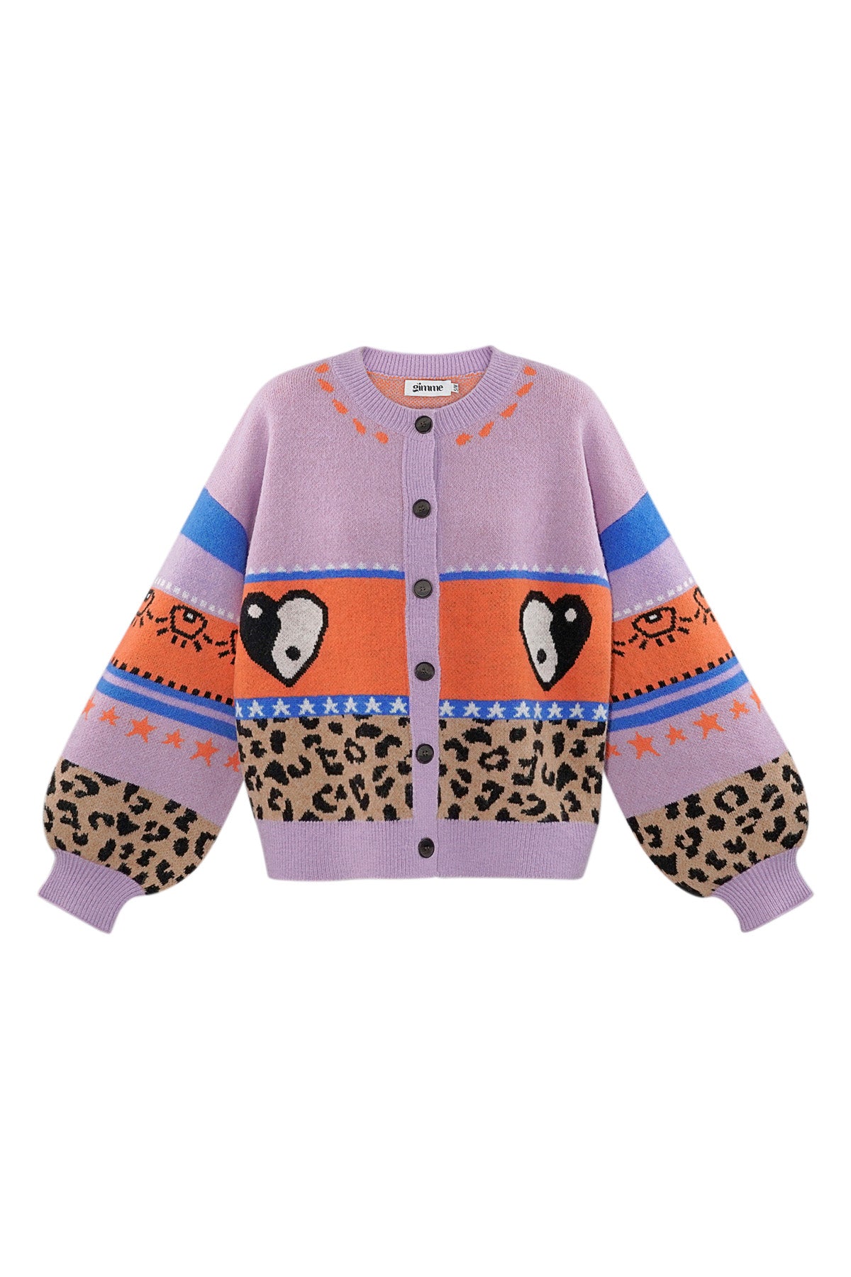 Gebreide Wolmix Vrouwen Cardigan Oversized Gepatroneerd Ontwerp
