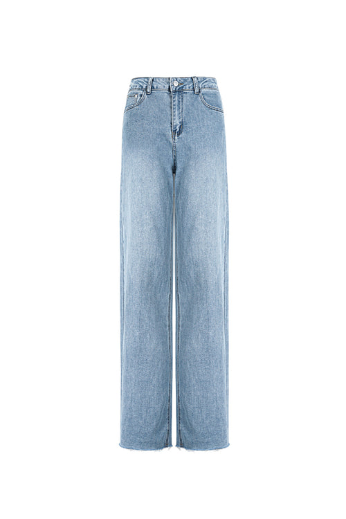 Cotton Woven Vrouwen Rechte Broek Casual Solid Color