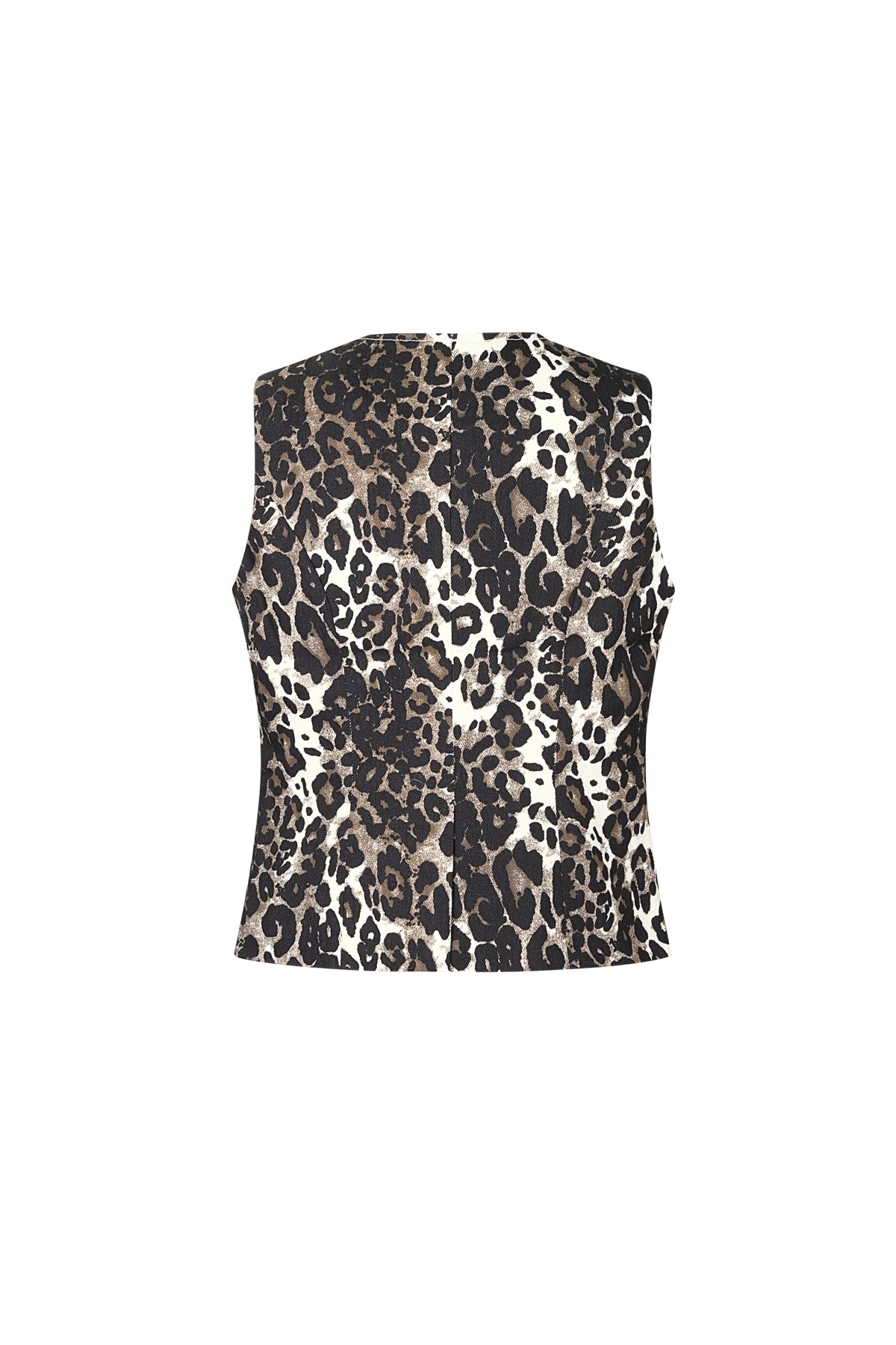 Cotton Vrouwen Mouwloze Top Luipaardprint Knopvoorkant