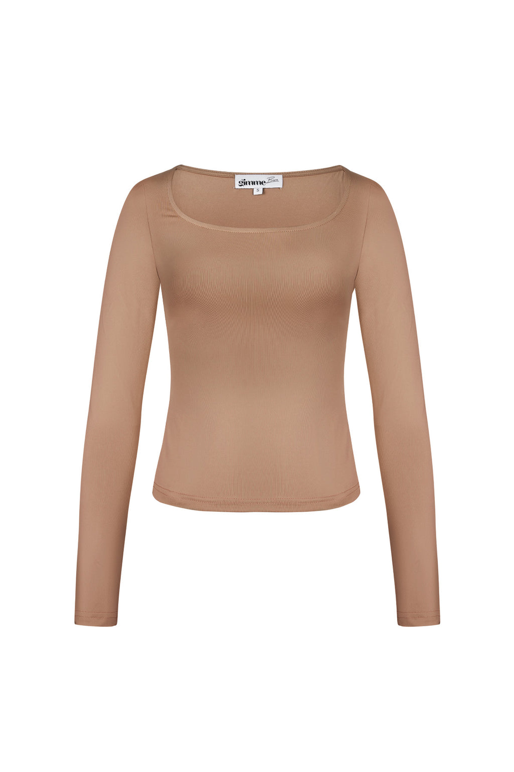 Polyester Vrouwen Lange Mouw Crop Top Vierkante Halslijn Bodycon Pasvorm