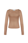 Polyester Vrouwen Lange Mouw Crop Top Vierkante Halslijn Bodycon Pasvorm