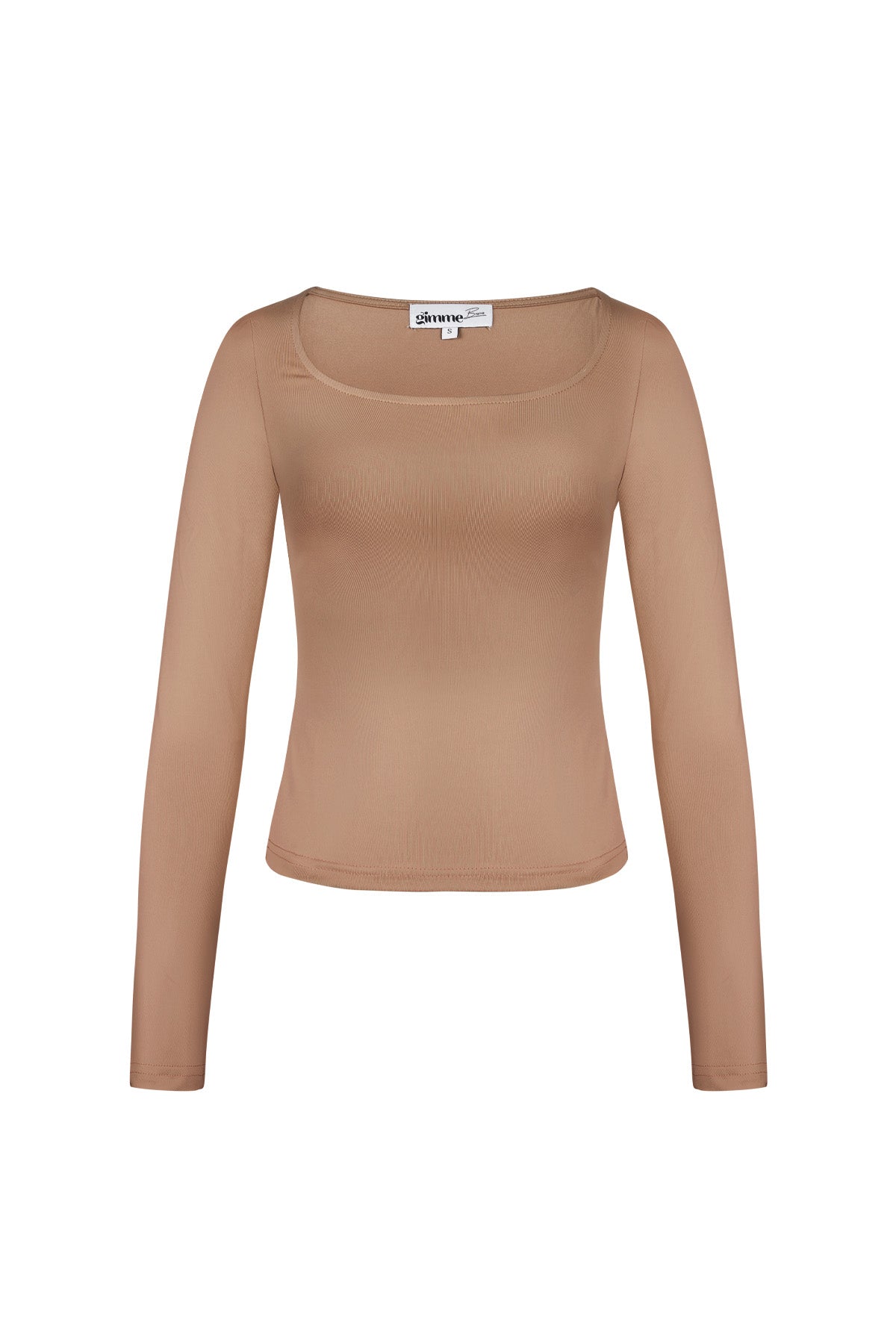 Polyester Vrouwen Lange Mouw Crop Top Vierkante Halslijn Bodycon Pasvorm