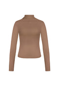 Polyester Vrouwen Lange Mouw Top Ribbel Hoge Kraag