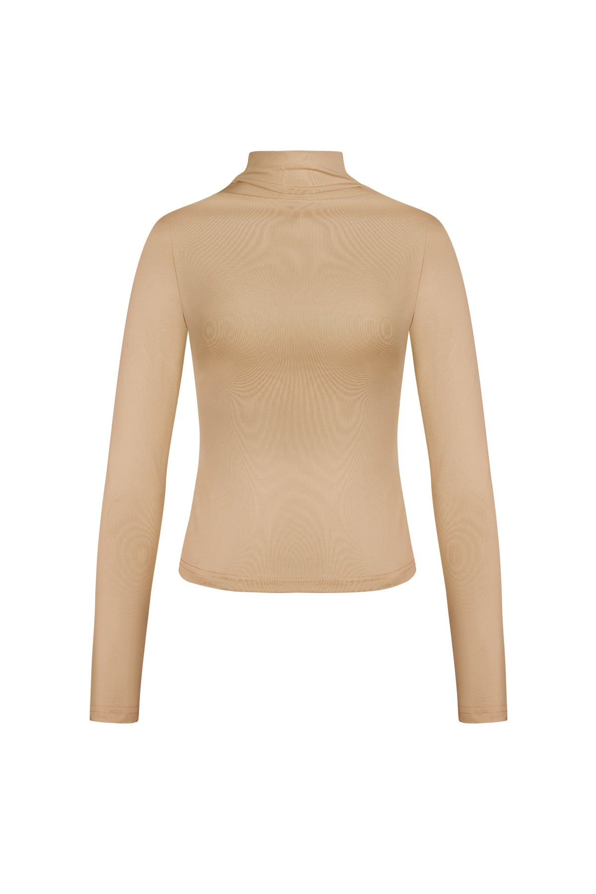 Polyester Vrouwen Lange Mouw Top Ribbel Hoge Kraag