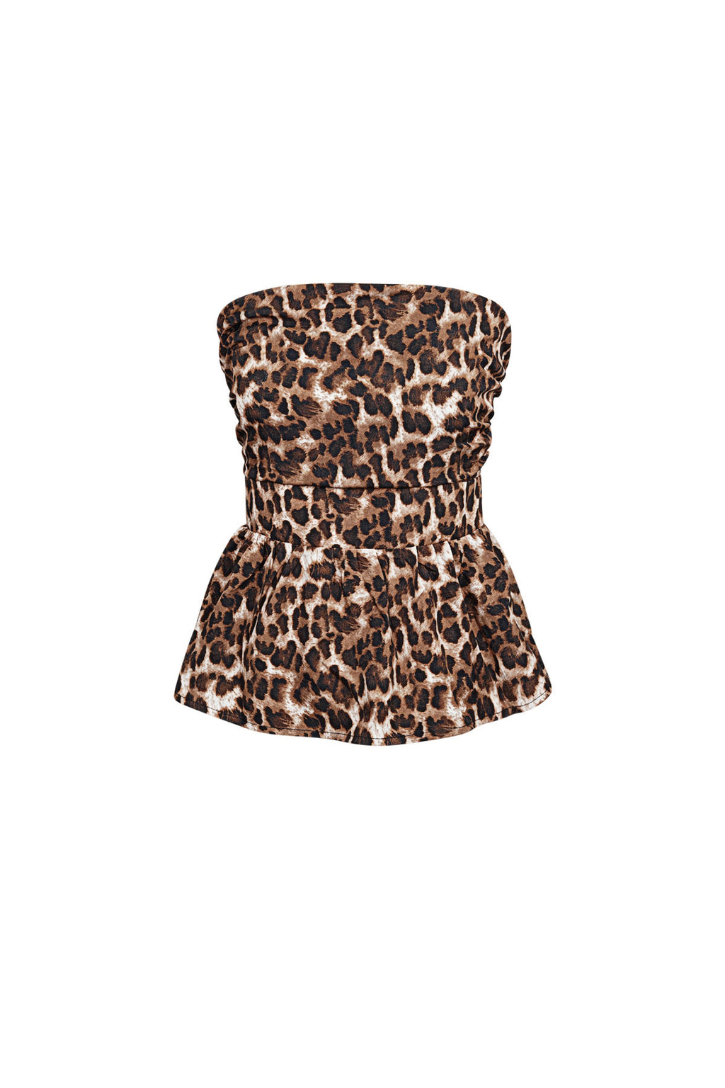 Polyester Vrouwen Strapless Top Luipaardprint Peplum Ontwerp