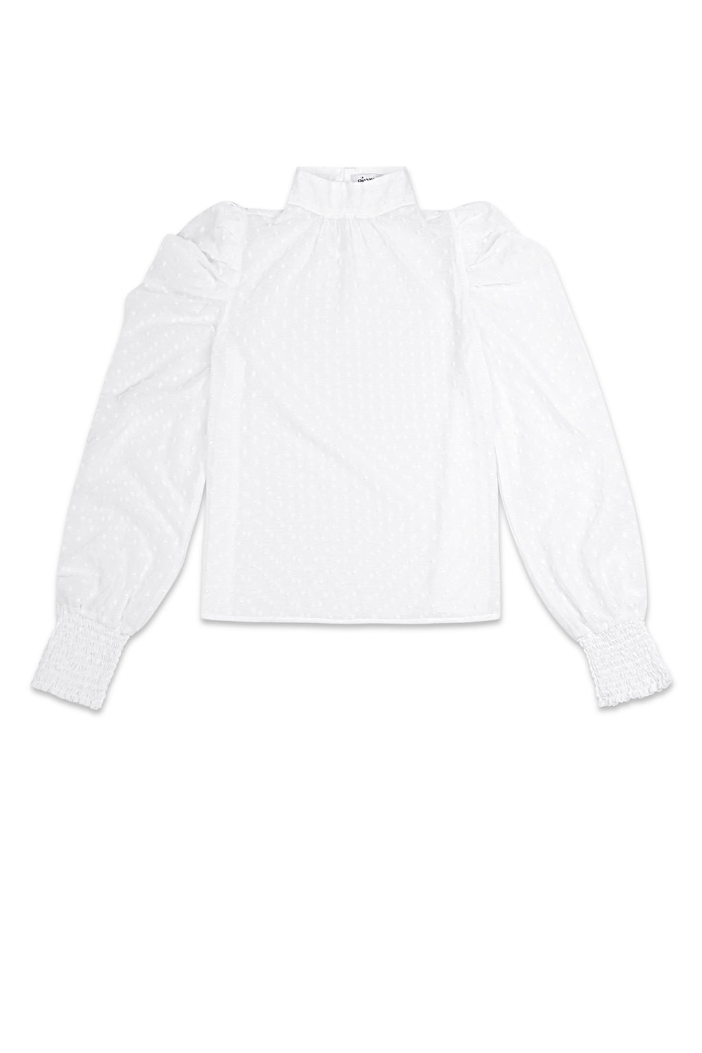 Polyester Vrouwen Lange Mouw Top Puff Sleeve Hoge Hals