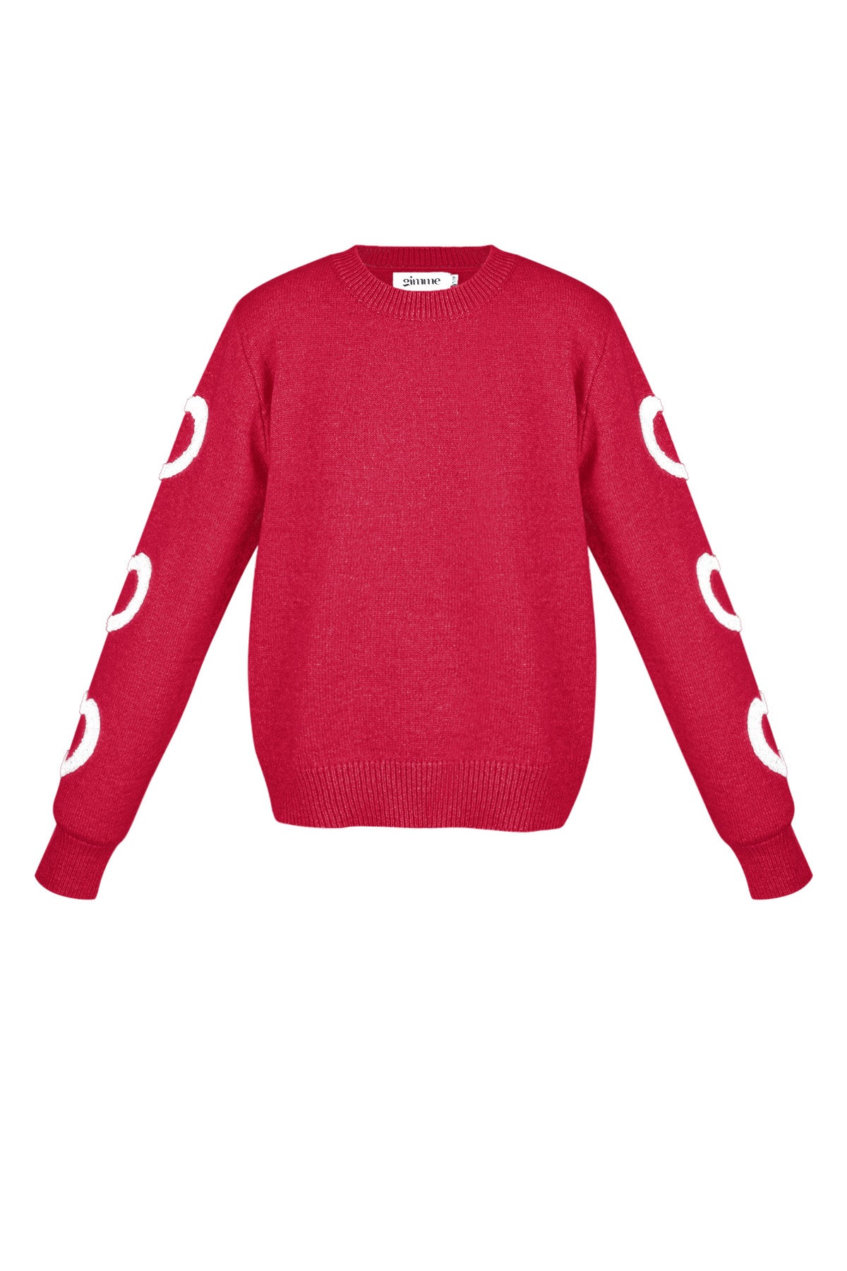Gebreide Wolmix Vrouwen Rondhals Trui Hartpatroon Ontwerp