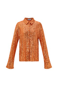 Polyester Pailletten Vrouwen Overhemd Glanzend Lange Mouw