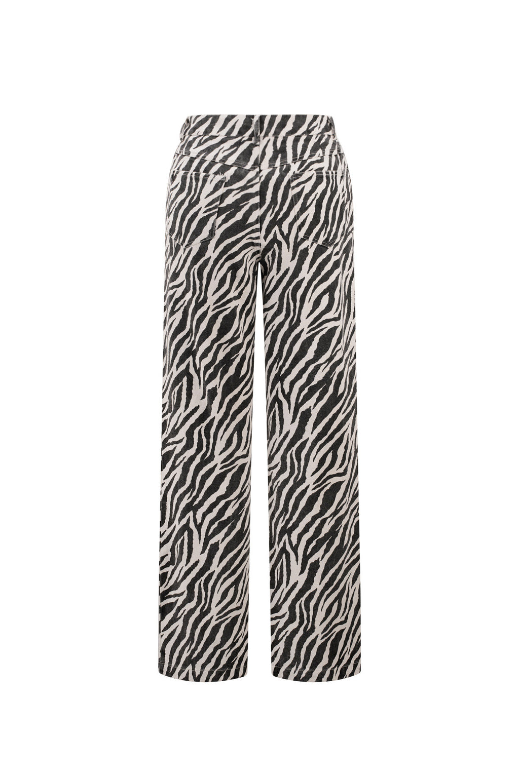 Geweven Katoen Vrouwen Rechte Broek Casual Zebra Strepen