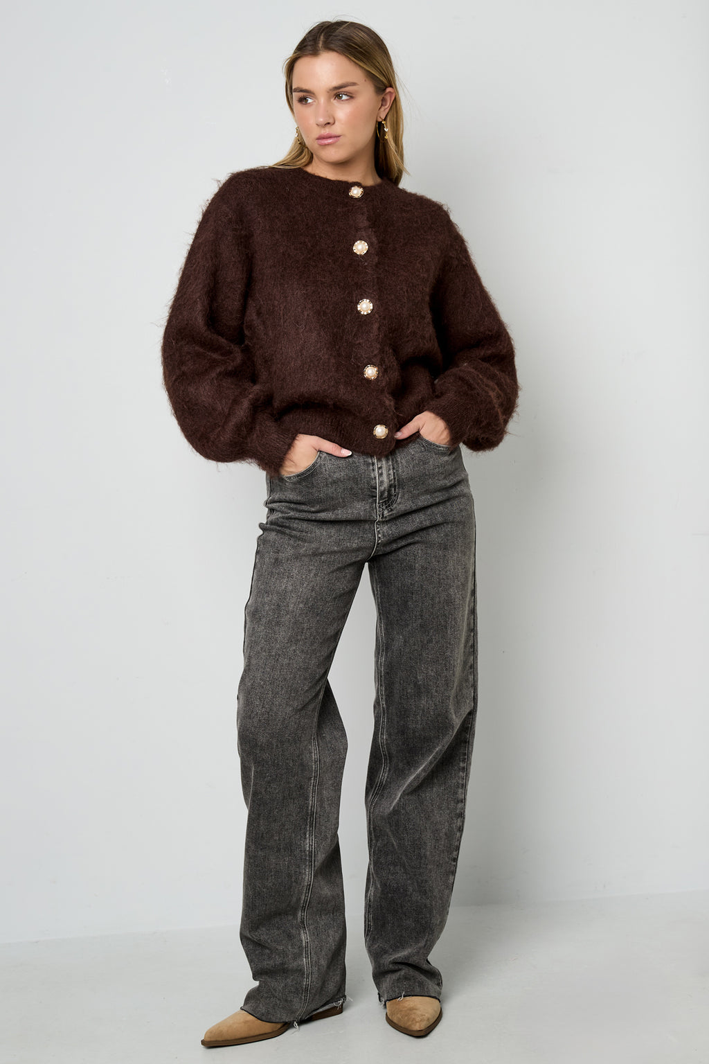 Gebreide Polyestervezel Vrouwen Trui Casual Eenvoudige Kleur