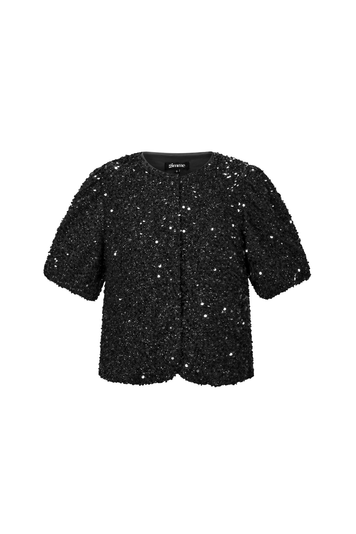 Woven Polyester Fiber Vrouwen Korte Mouwen Tops Elegant Sequins