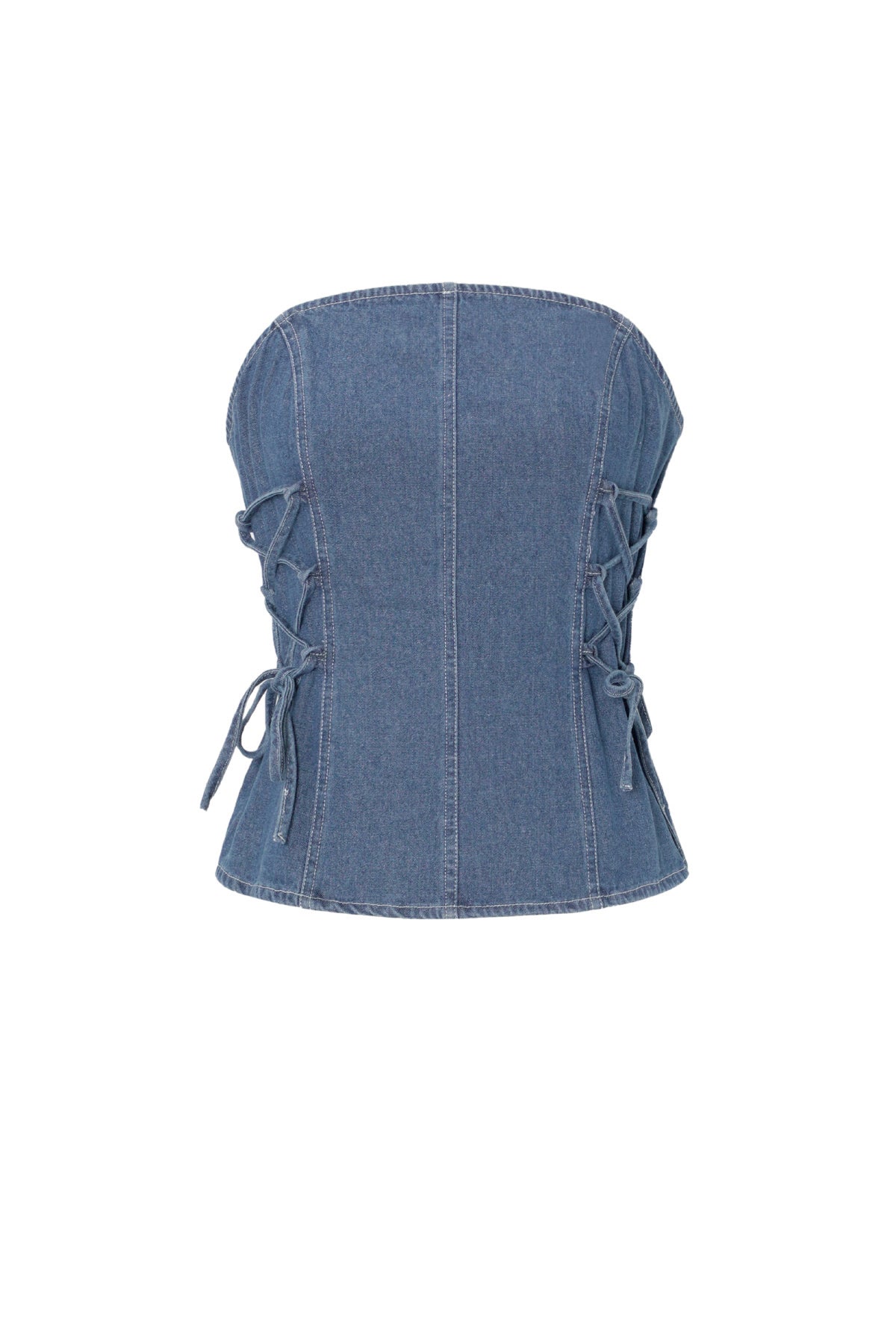 Geweven Denim Vrouwen Strapless Top Elegant Solide Kleur Lente/Zomer