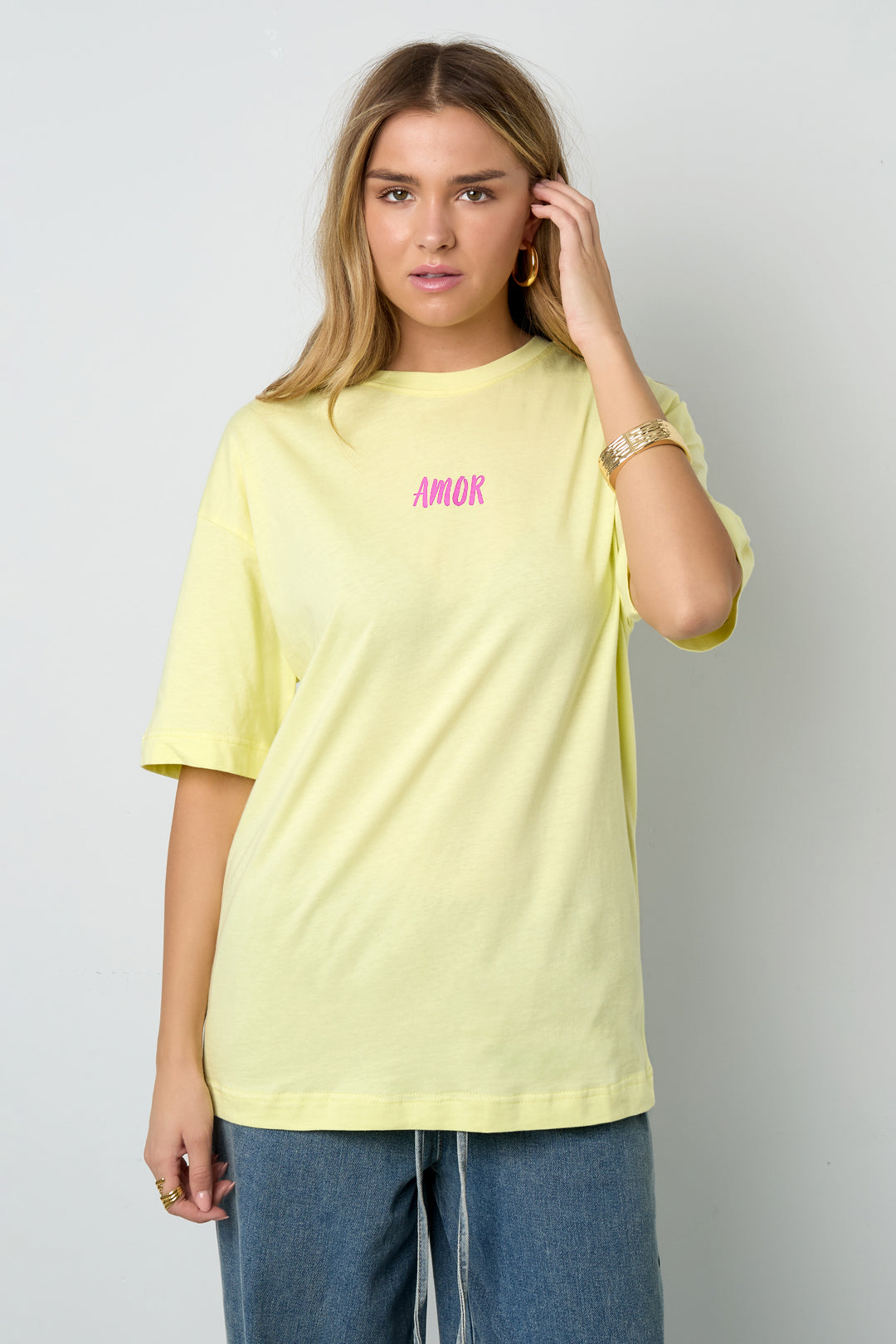 Katoen Gebreide Vrouwen T-shirt Casual Letters