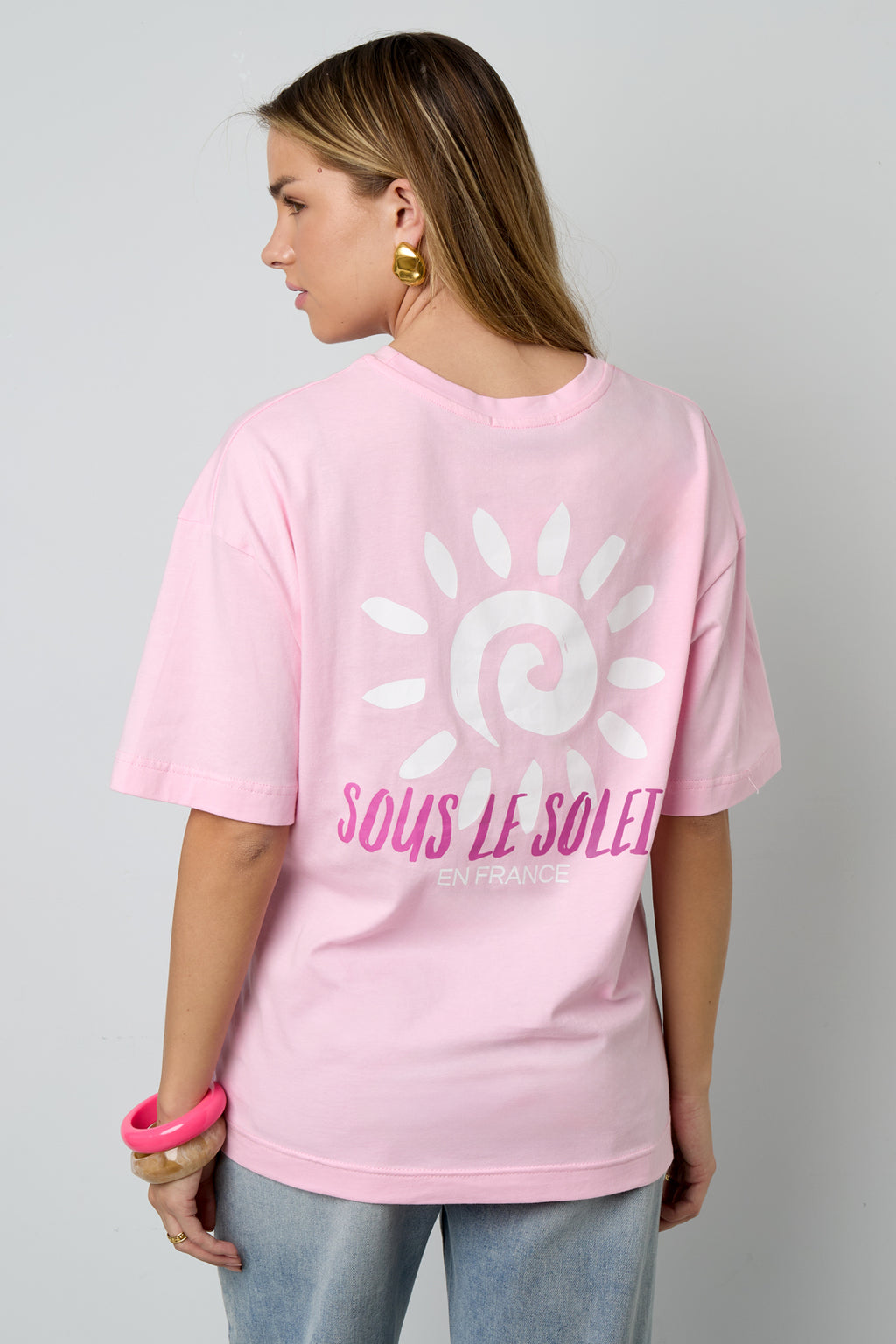 Katoen Gebreide Vrouwen T-shirt Casual Letters