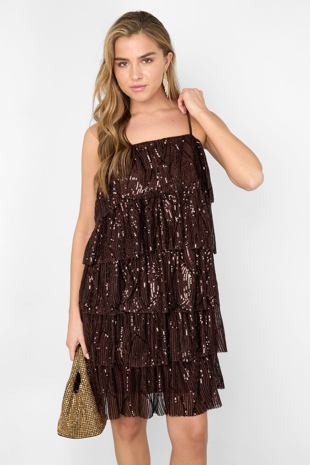 Geweven Polyestervezel Vrouwen Mini Jurk Elegante Pailletten