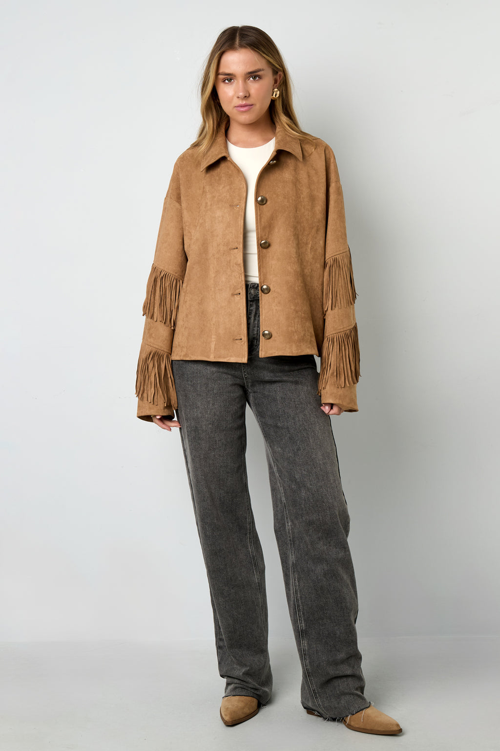 Geweven Polyestervezel Vrouwen Blouse Casual Solide Kleur Herfst/Winter Fransen Detail