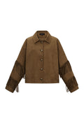 Geweven Polyestervezel Vrouwen Blouse Casual Solide Kleur Herfst/Winter Fransen Detail