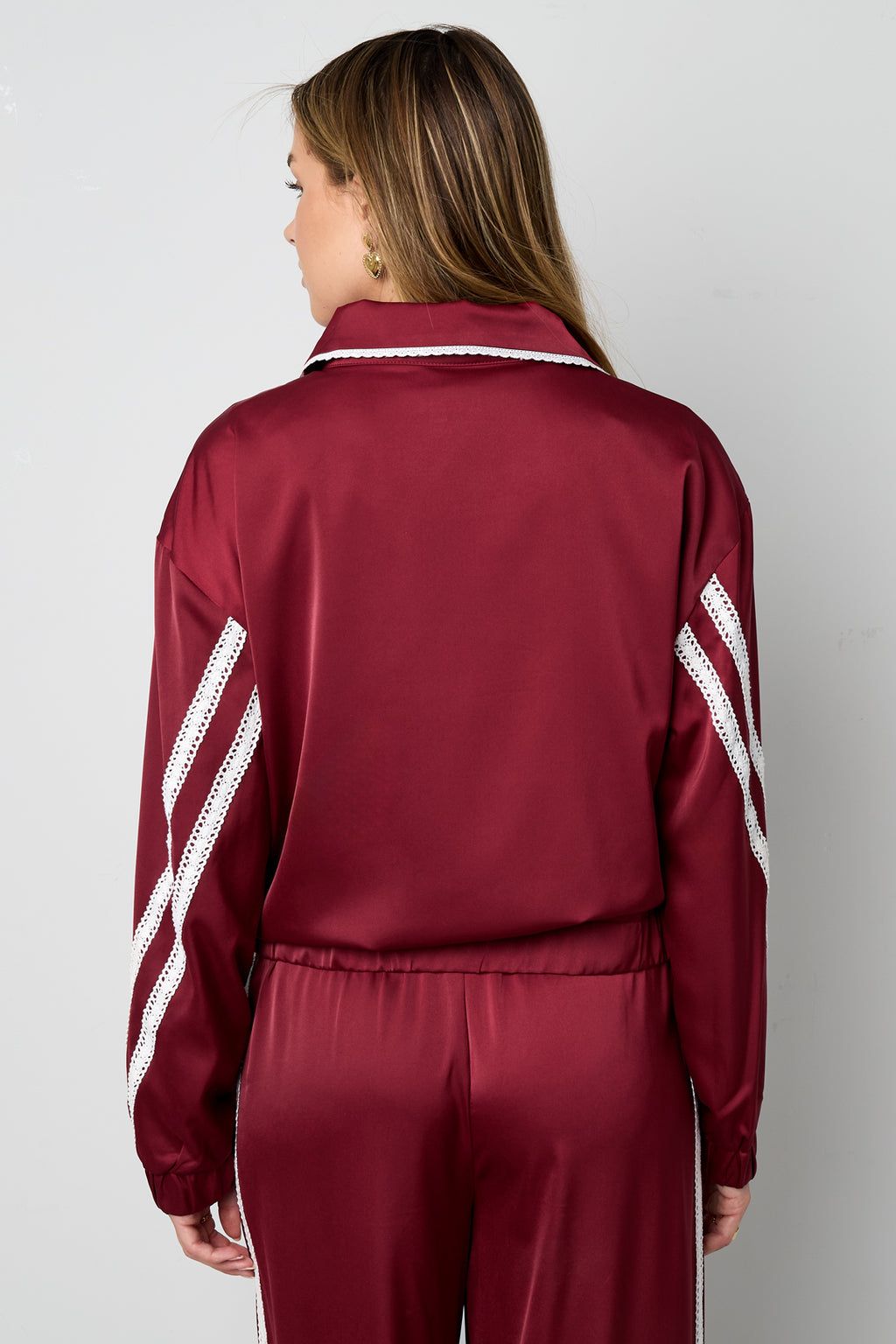 Geweven Polyestervezel Vrouwen Jas Sportief Kleurcontrast 2-delige Set