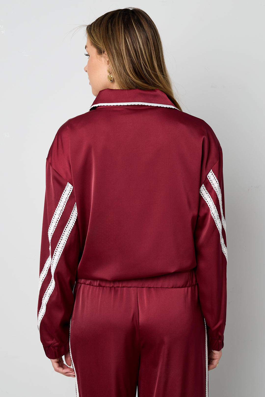 Geweven Polyestervezel Vrouwen Jas Sportief Kleurcontrast 2-delige Set