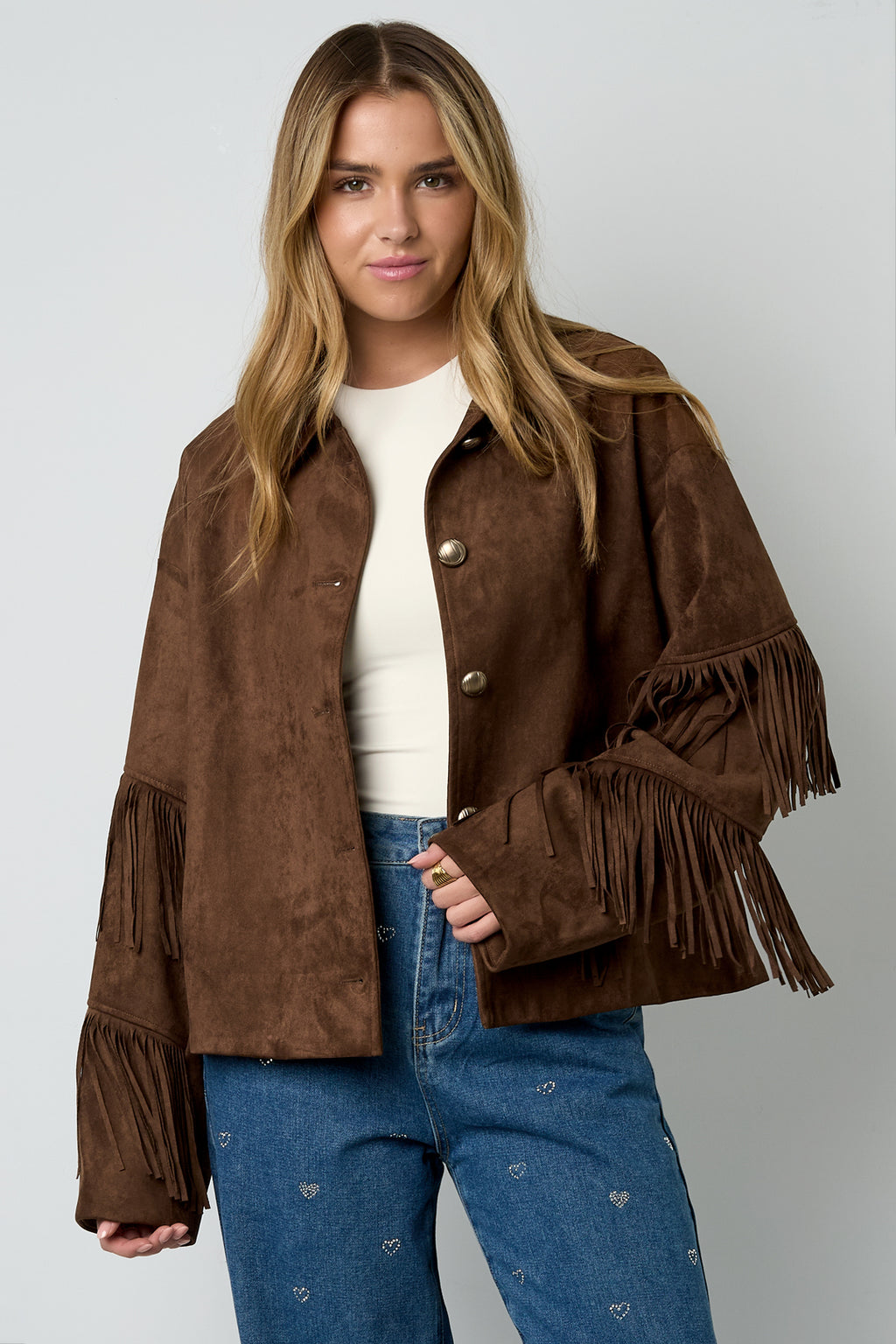 Geweven Polyestervezel Vrouwen Blouse Casual Solide Kleur Herfst/Winter Fransen Detail