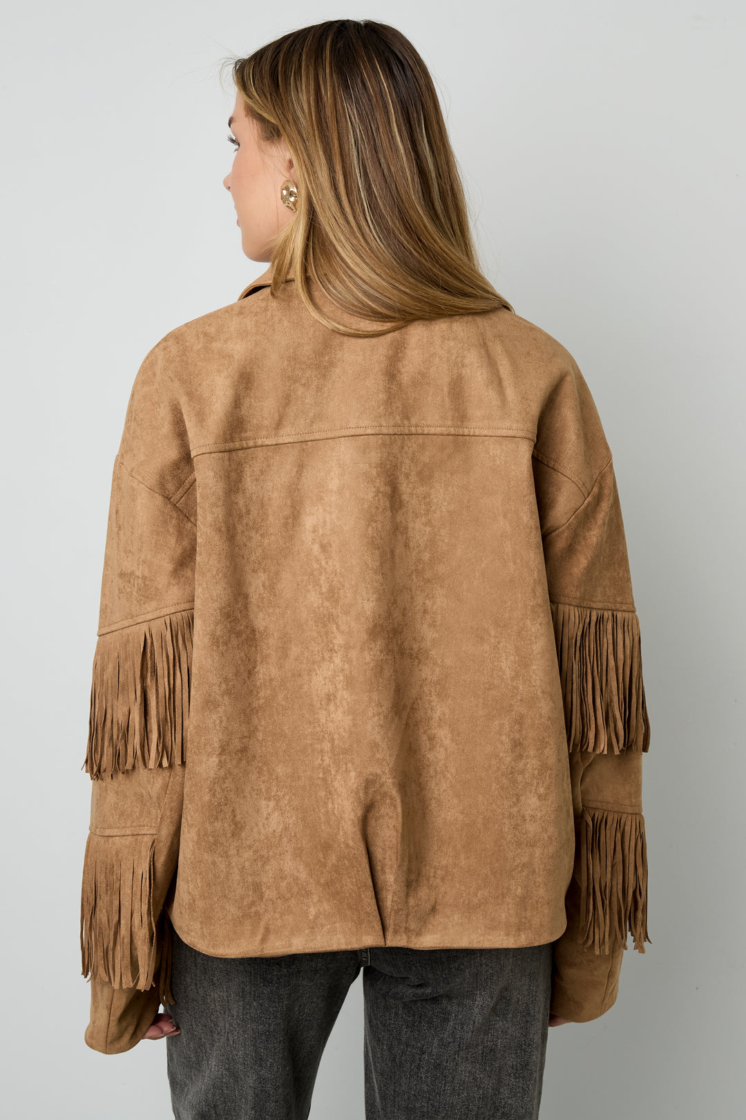 Geweven Polyestervezel Vrouwen Blouse Casual Solide Kleur Herfst/Winter Fransen Detail