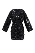 Geweven Polyestervezel Vrouwen Mini Jurk Elegante Pailletten