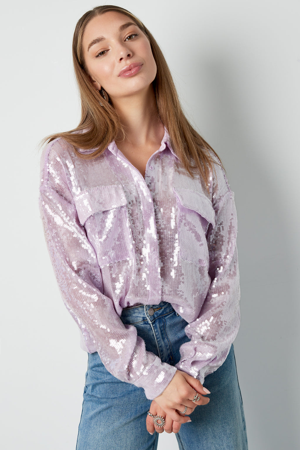 Geweven Polyestervezel Vrouwen Overhemd Elegante Solide Kleur Lente/Zomer
