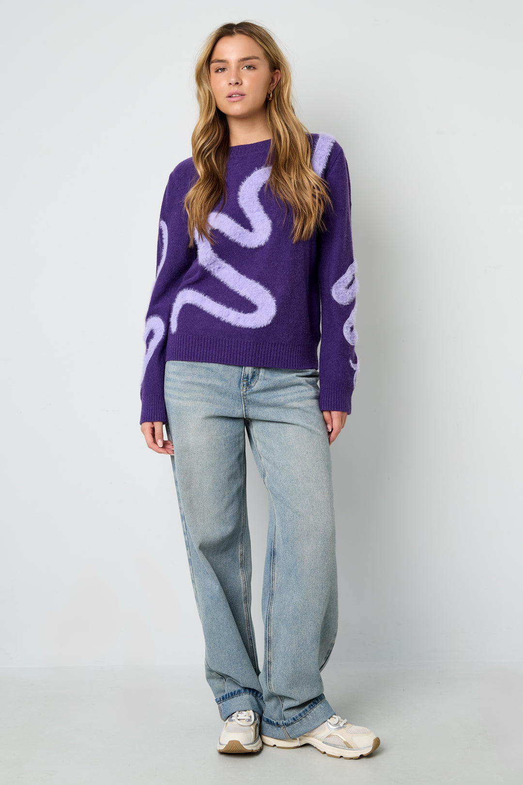 Gebreide Polyestervezel Vrouwen Truien Casual Kleurcontrast