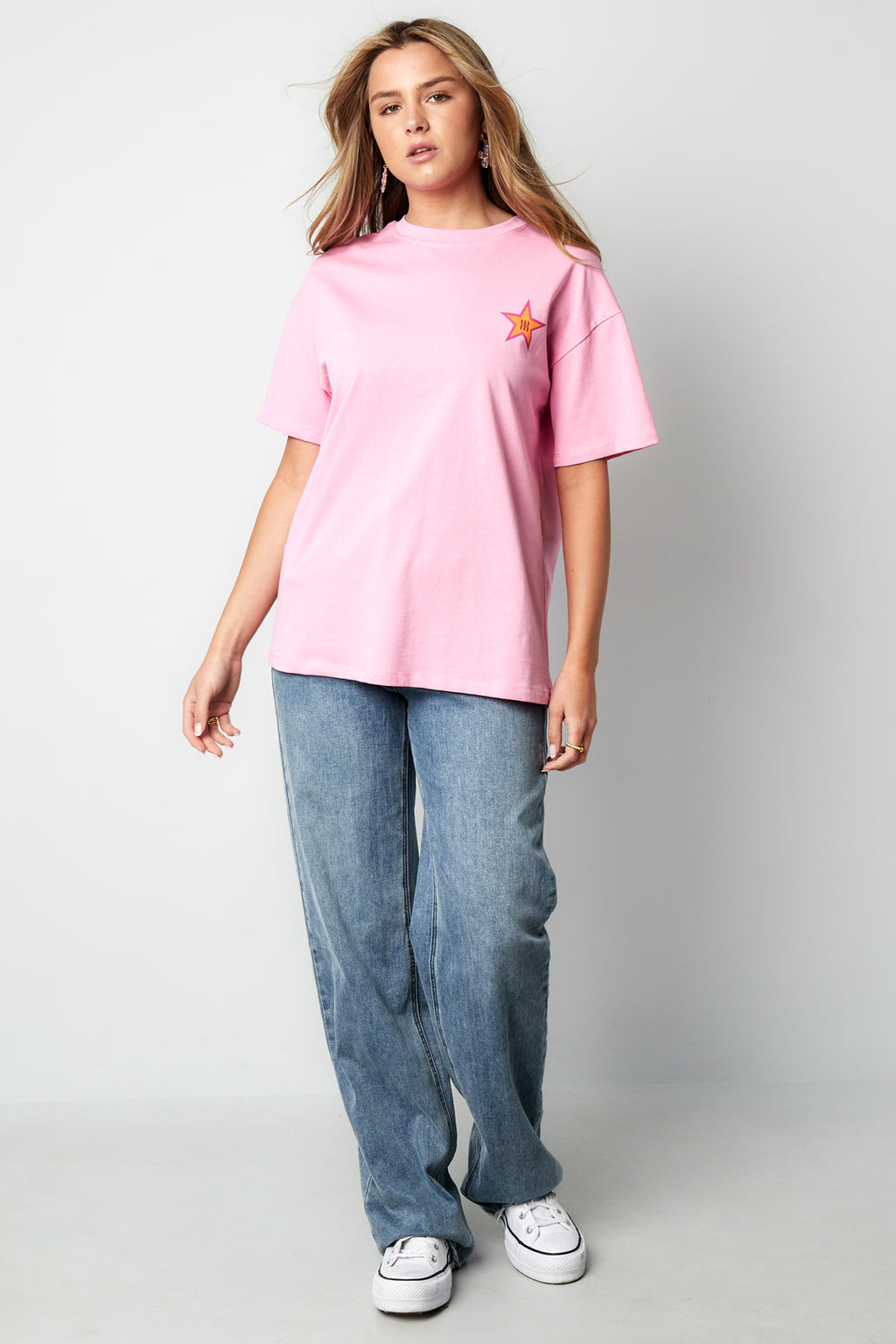 Cotton Vrouwen T-shirt Casual Ster Borduurwerk